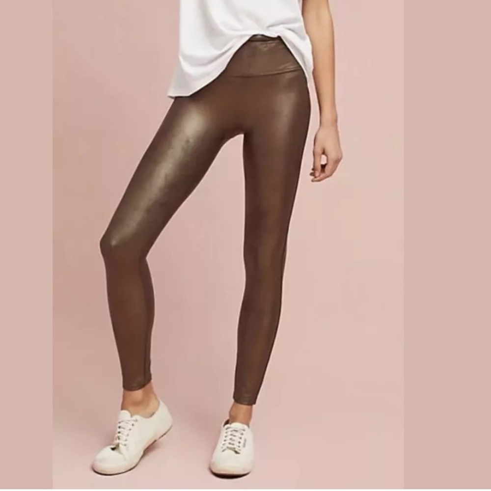 SPANX Bronze brown faux leather Moto legging